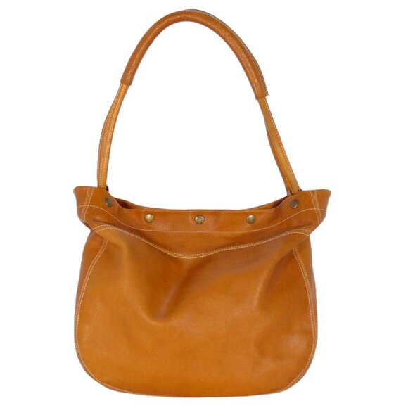 FURLA Vintage Cognac Leather Slouchy Snap Hobo Shoulder Bag - Picture 1 of 12